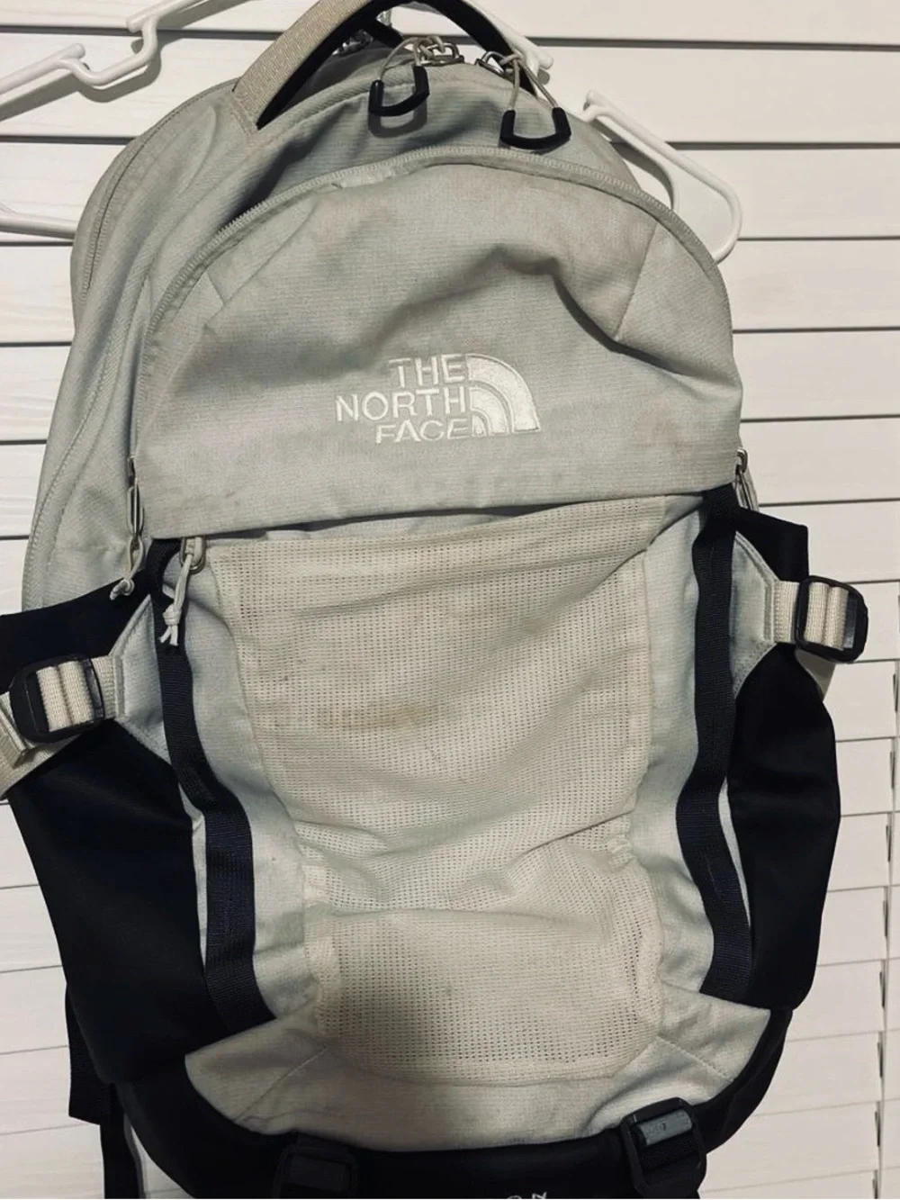 The North Face Light Gray and Black Men's Backpack